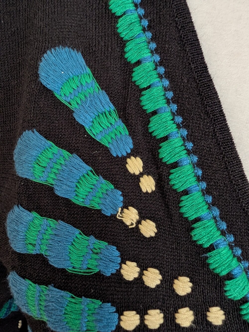 Arden B. Embroidered Whimsigoth Peacock Tunic Cover Up Top XS Black Blue Green - Picture 6 of 13